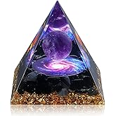 Hopeseed Orgone Pyramid for Positive Energy, Orgonite Amethyst&Obsidian Healing Crystal Pyramids for Reduce Stress Chakra Reiki Healing Meditation Attracts Lucky and Success