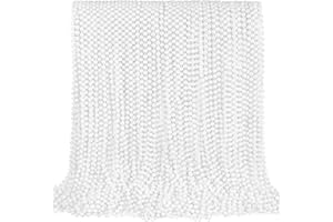 SHAOQINLIN 100 PCS White Bead Necklaces, 33" White Mardi Gras Beads, Christmas Beads Necklaces, 4th of July Beads Necklaces, Parade Throws Accessories for Christmas Independence Day New Year Party Favors