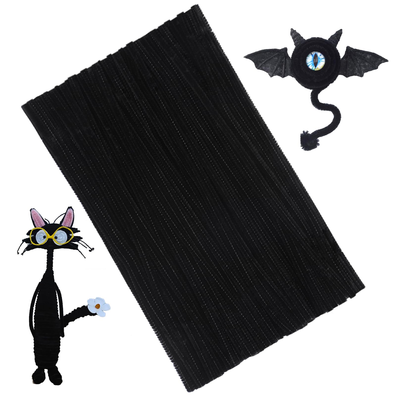 100 Pcs Pipe Cleaners, Black Pipe Cleaners for Craft Flowers, Pipecleaners Craft Supplies for Arts and Crafts Project Decoration