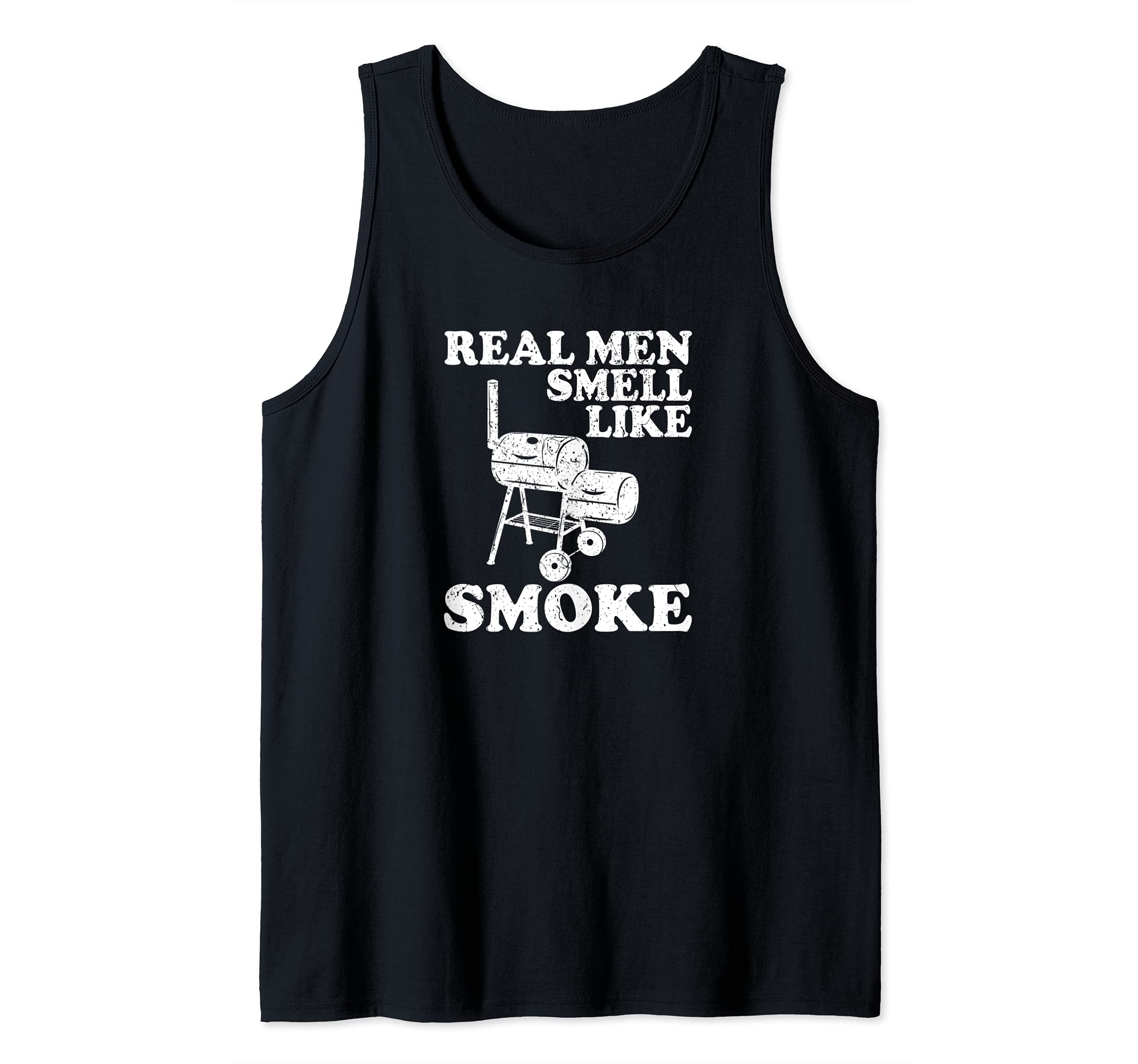 Mens Real Men Smell Like Smoke BBQ Grill Tank Top