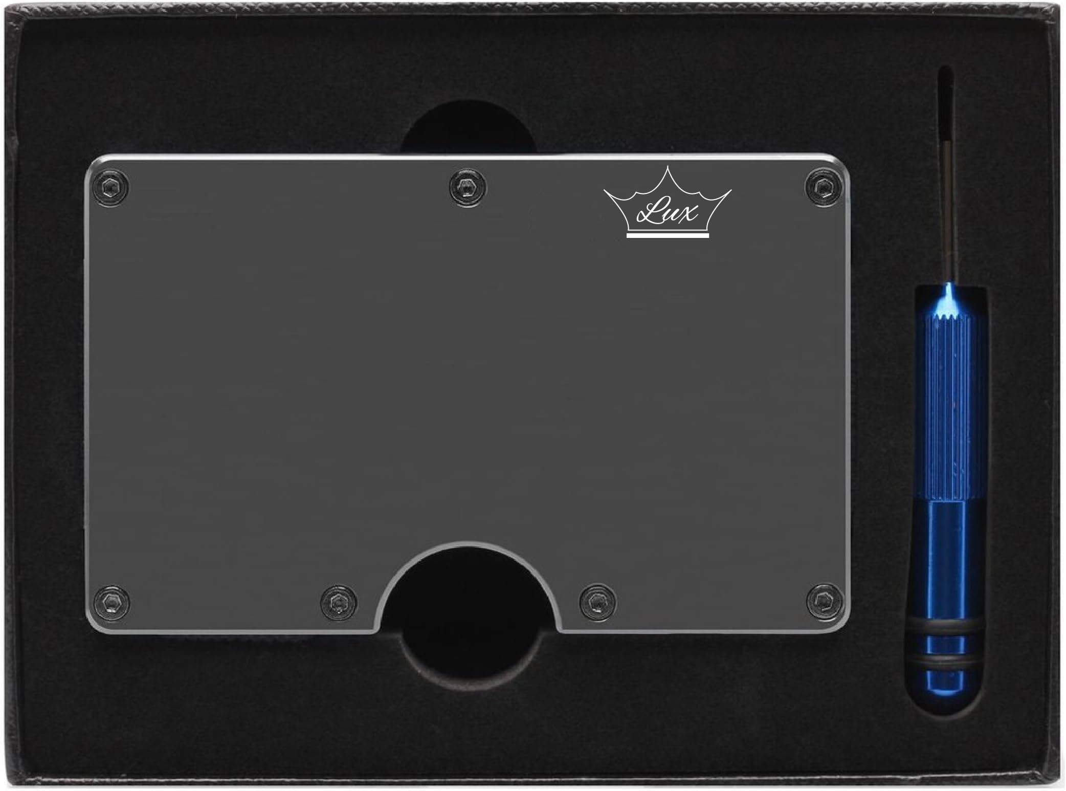 Lux Wallet Wallet Aluminum Slim Minimalist Front Pocket Wallet Credit Card Case Holder RFID Blocking Sleek Finish (Gunmetal Grey)