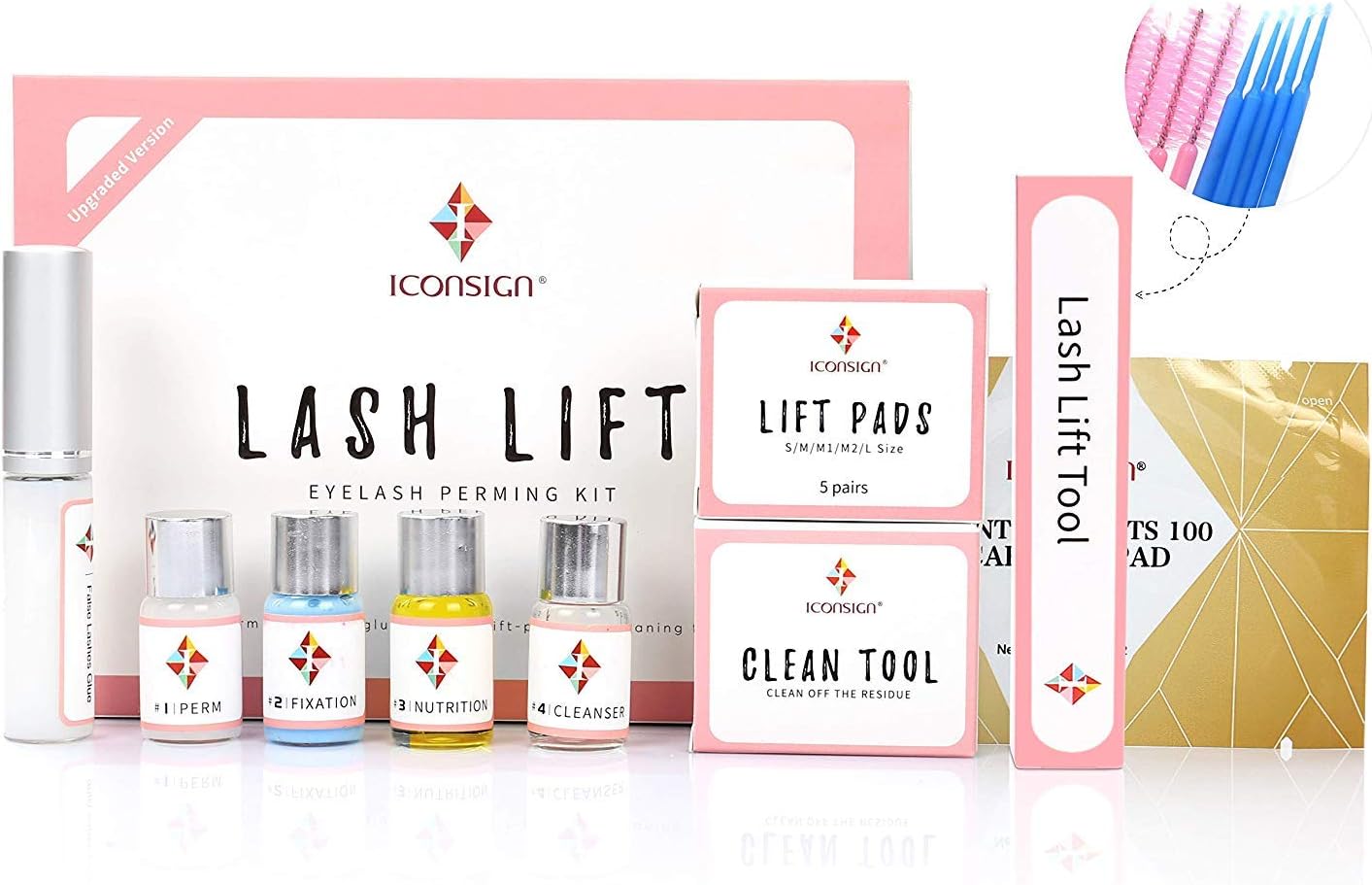 Lash Lift Kit Upgraded Version Glue Complete Eyelash Perm Kit, Professional Eyelash Lash Extensions, Lash Lifts, Lash Curling, Semi-Permanent Curling Perming Wave Suitable For Salon