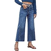 Allimy Women's Wide Leg Jeans 2026 Spring Summer High Waisted Baggy Straight Leg Cropped Pants with Raw Hem