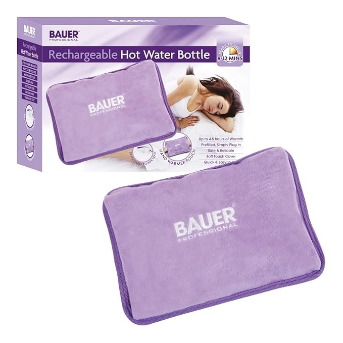 Bauer Rechargeable Lilac Electric Hot Water Bottle with Soft Touch