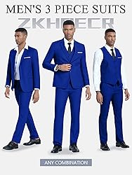 Men Suits Slim Fit 3 Piece Royal Blue Business