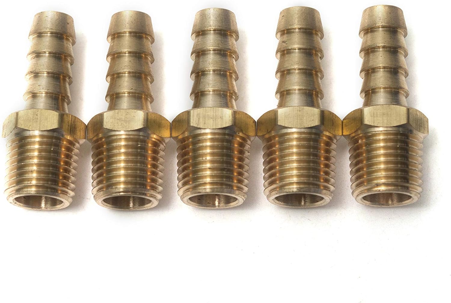 Generic Brass Barbed Fitting Coupler/Connector 1/4" Male BSPT x 5/16"(8mm) Hose Barb Fuel Gas Water (Pack of 5)