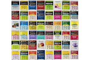 HEALTHIEST BARS Tea Bags Assortment Variety Sampler Pack - 48 Count - Green, Black, Herbal, English, Chai Tea Breakfast