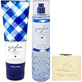 Bath & Body Works Gingham Body Cream and Fragrance Mist Duo Set with a Creamy Rose Bar Soap - Full Size