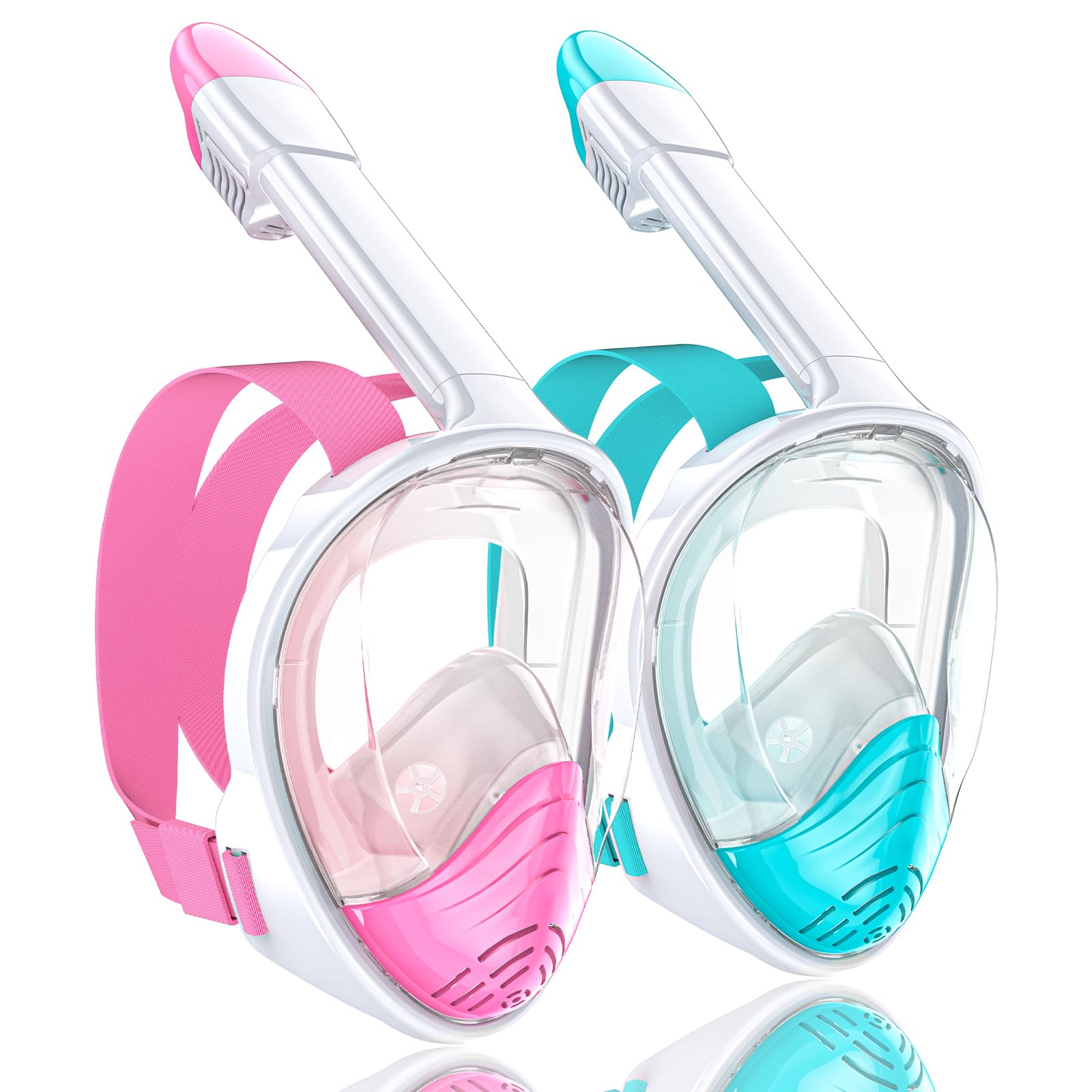 Photo 1 of QingSong Full Face Snorkel Mask for Adults, Snorkeling Gear with Camera Mount, 180 Degree Panoramic View Snorkel Set Anti-Fog Anti-Leak