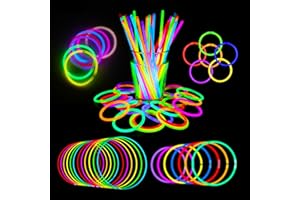 Glow Sticks Bulk 8" 100PCS - Party Favor Light Sticks with Connectors for Glow Necklaces/Bracelets, Dark Party Supplies for B