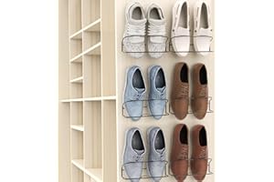 PrimZooty Wall Mounted Shoe Rack 6PCS, with Sticky Hanging Strips, Metal Wall Shoe Storage, Hanging Shoe Organizer for Wall/R