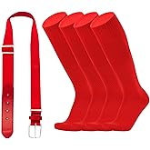 ZXOLDZX Youth Baseball Softball Socks and Belt Combo Set Adjustable Baseball Belt for Boys Girls(2Pairs of Socks with 1 Belt)