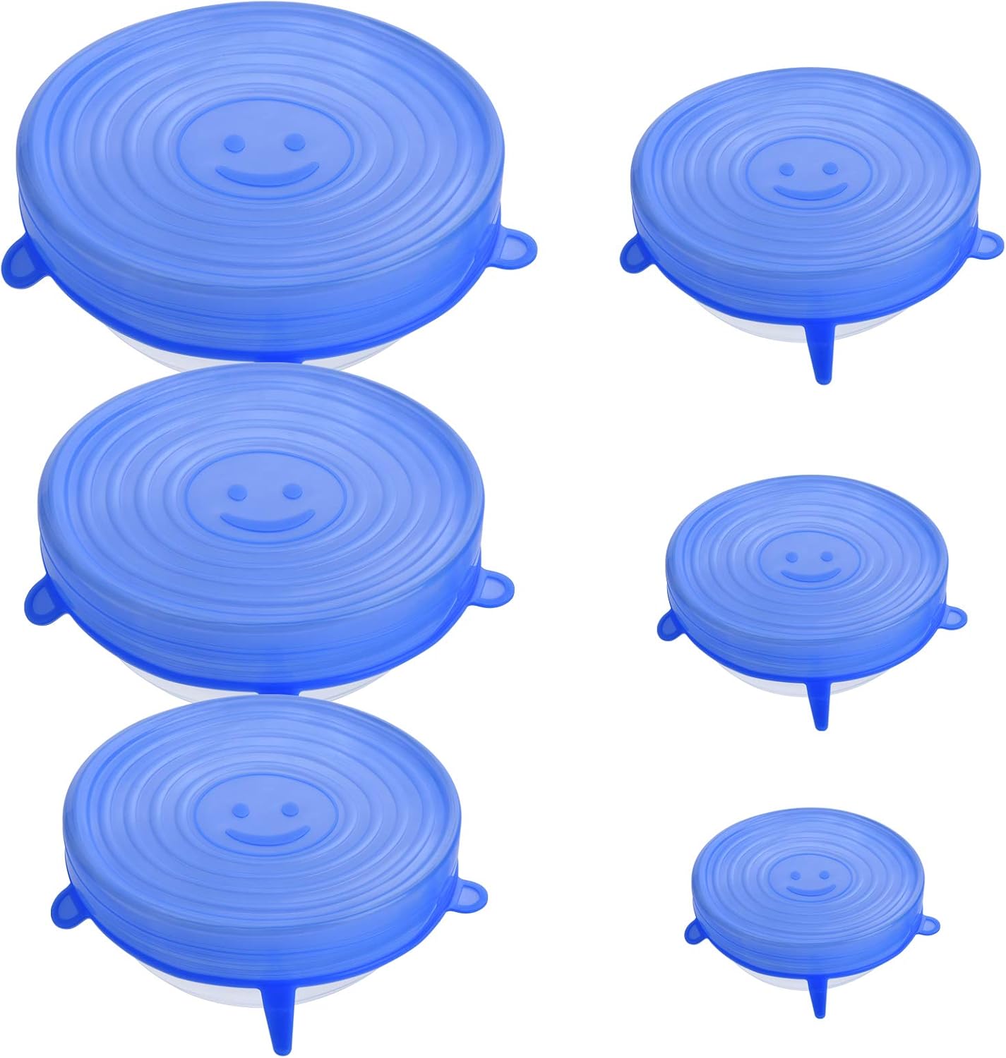 6PCS OstWony Silicone Stretch Lids, Four Specifications of Reusable Silicone Bowl Cover, Suitable for Various Food Containers, High and Low Temperature Scenarios (Microwave Ovens, Freezers)