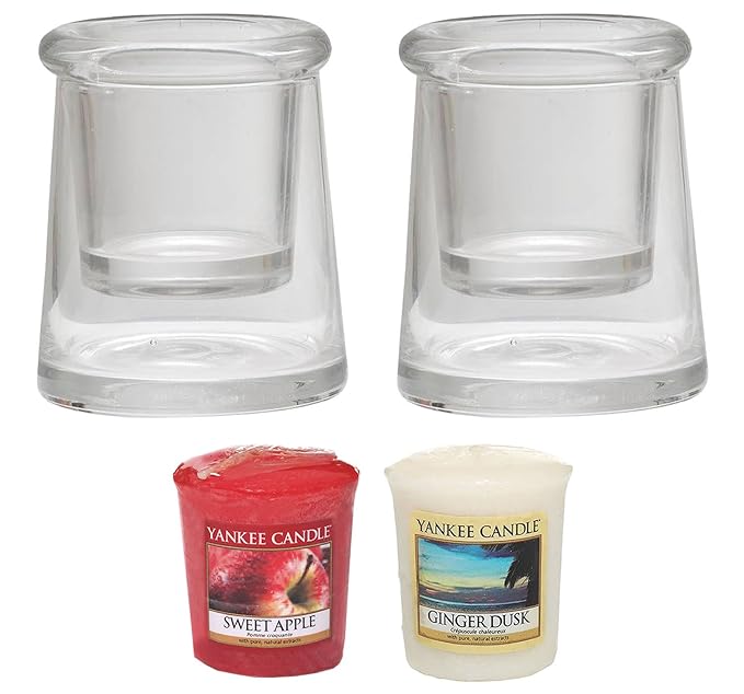 Yankee Candle Clear Solid Glass Votive Holders Two Part Set TWO PACK