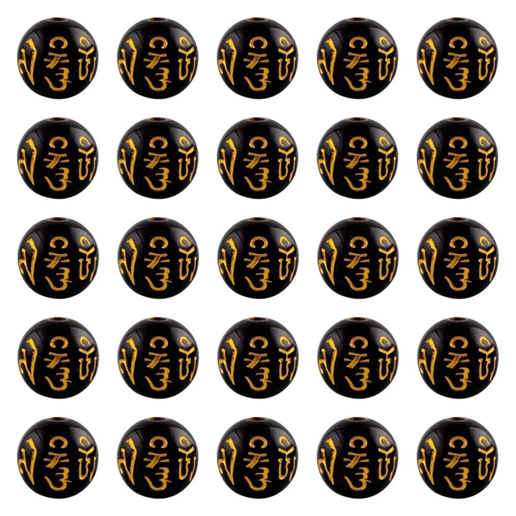 Milisten 300pcs Buddhist Beads Charms 8mm Necklace Buddha Feng Shui Good Luck Loose DIY Jewelry Findings