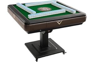 TEKAMON Automatic Mahjong Table with 2 Sets of 152 Tiles (44mm), Folding Electric Mahjong Shuffler with Wheels, Suitable for American Chinese & Taiwanese Style Mah Jong