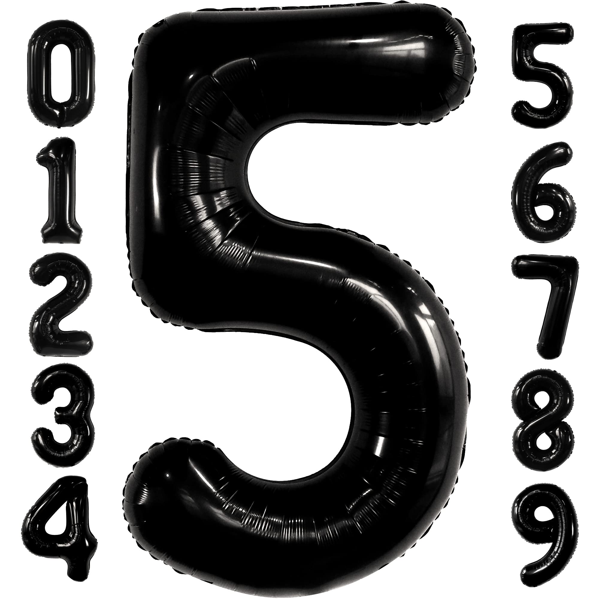 Tellpet Black Marble Agate Number 5 Balloon - 40 Inch Mylar Foil Balloon For 5th Birthday Party Decor