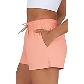 Yogalicious Relaxed Fit Running Short 3" Athletic 2-in-1 Inner Lining Lightweight Short with Drawstring and Pockets for Women