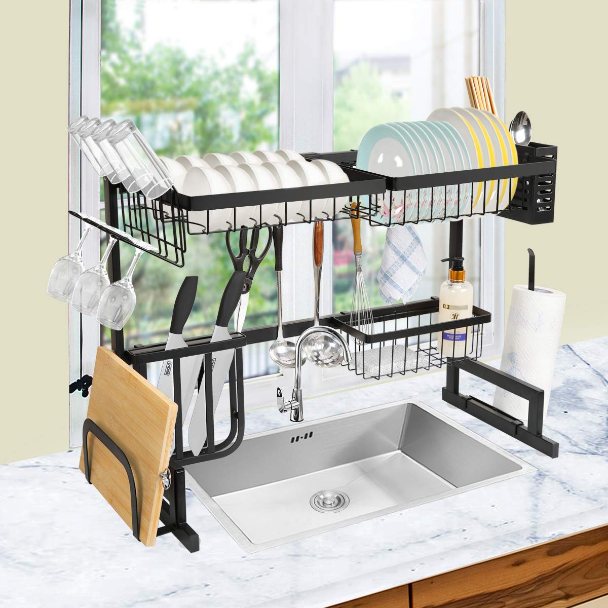 Ogori Over Sink Drainer Rack 2020 New Upgraded Dish Drying Rack Kitchen Supplies Organizer Utensils Holder Black Stainless Steel Sink Drainer For Sink Length 24 6in Buy Online In Bahamas At Bahamas Desertcart Com Productid