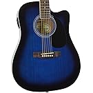 Jameson Guitars Full Size Thinline Acoustic Electric Guitar with Free Gig Bag Case & Picks Blue Right Handed