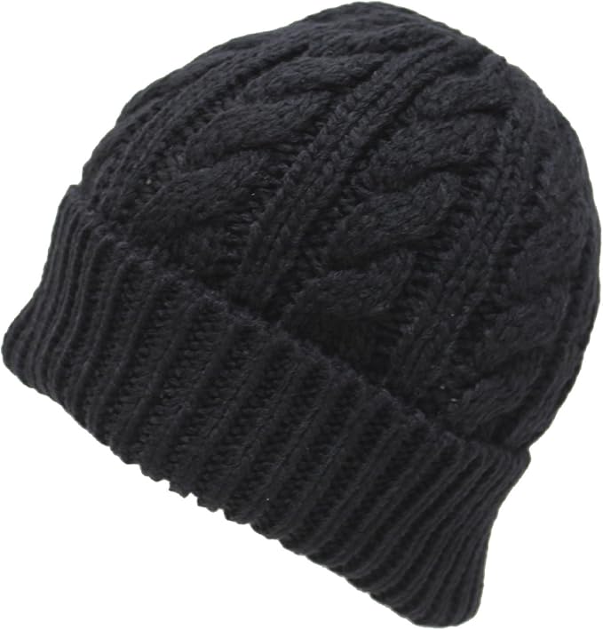 Amazon ケーブル編み無地ニット帽 ニット帽子 ニットワッチ ビーニー ブラック ニット 通販