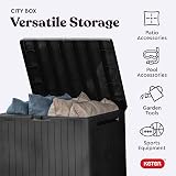 Keter City 30 Gallon Resin Outdoor Storage Box Patio Table Dark Grey view 4