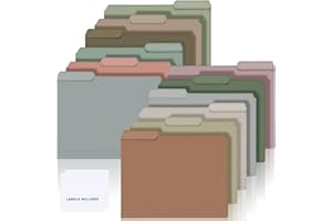 Resholder 24 Pcs Colored Manila File Folders Letter Size with Labels 9.49 x 11.61 Inch 1/3 Cut Tab file Folders for Office Organizer Dividers Notes (Retro Color)