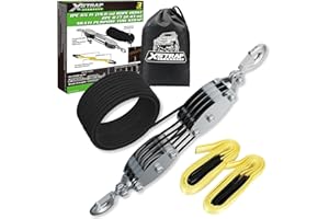 XSTRAP STANDARD Heavy-Duty 4,000 LB Breaking Strength 65 FT Rope Hoist with 2PK 8 FT Lift Sling (Black)
