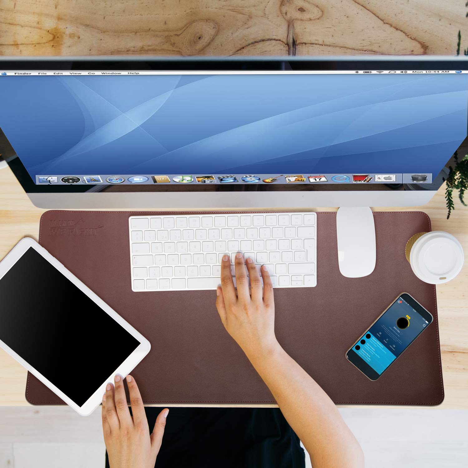 ACSTEP Office Desk Pad Ultrathin Desk Pad Protector Waterproof PU Leather Desk Blotter Pad Desk Writing Mat Dark Brown for Office,Home 31.2\