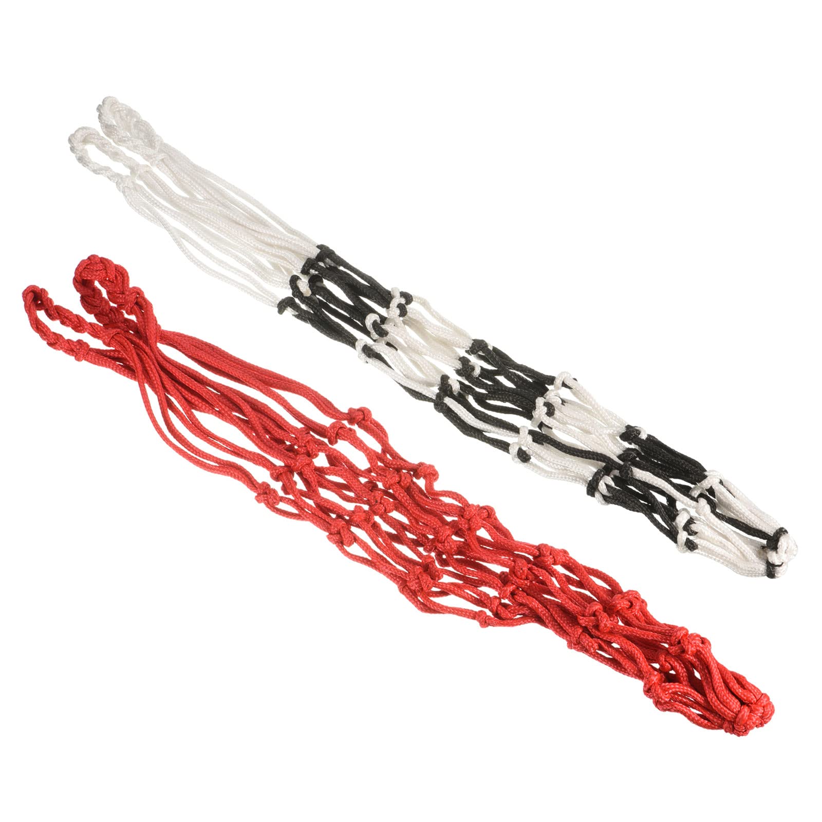 PATIKIL Basketball Net Bag, 1 Set/2Pcs Storage Net Ball Carry Mesh Soccer Ball Bag Single Ball Carrier for Sports Volleyball Football, Black White/Red