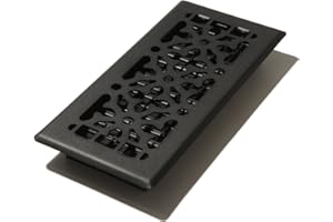 Decor Grates AGH410-BLK 4-Inch by 10-Inch Gothic Black Steel Floor Register, Textured Black