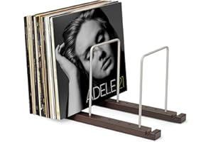 NestNeat Vinyl Record Storage Holder, Solid Hardwood Display Stand for 75 LPs & Albums, Desktop Organizer Rack for Books, Mag