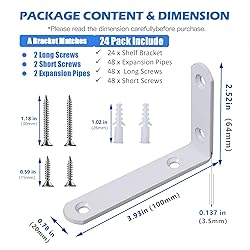 TAIWEMTBRO 24 Pcs White L Shelf Bracket,4