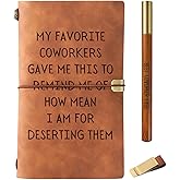 Farewell Gifts for Coworkers, Coworker Leaving Gifts for Women/Men Leather Journal Notebook with Pen and Pen clip 7.87 x 4.7 Cover, 4 x 7.5 Pages (Inches), Going Away Goodbye New Job Presents - Mean