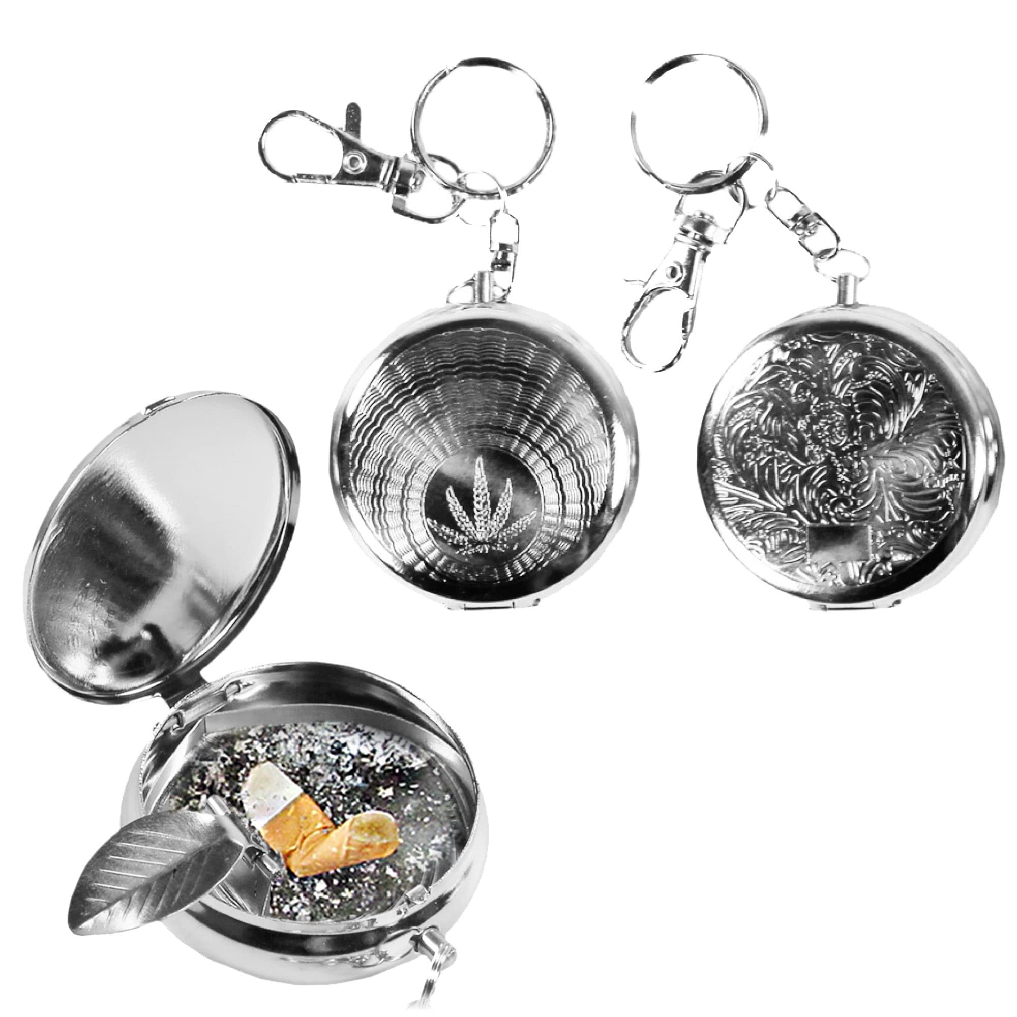 COM-FOUR® 3x pocket ashtray - closed cigarette pocket ashtray - mini ashtray as a key ring [selection varies] (1 x 3 pack)