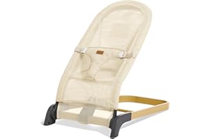 TAYLENGROW BABY Foldable Baby Bouncer, Baby Bouncer Seat with 3 Adjustable Heights, Portable Newborn Rocker, Ergonomic Bouncer Seat for Natural Bounce, Bouncer for Babies 0-6 Months, Breathable Mesh (Beige)