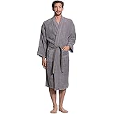 Turkuoise Men's 100% Cotton Turkish Terry Cloth Kimono Collar Soft and Absorbent Bathrobes