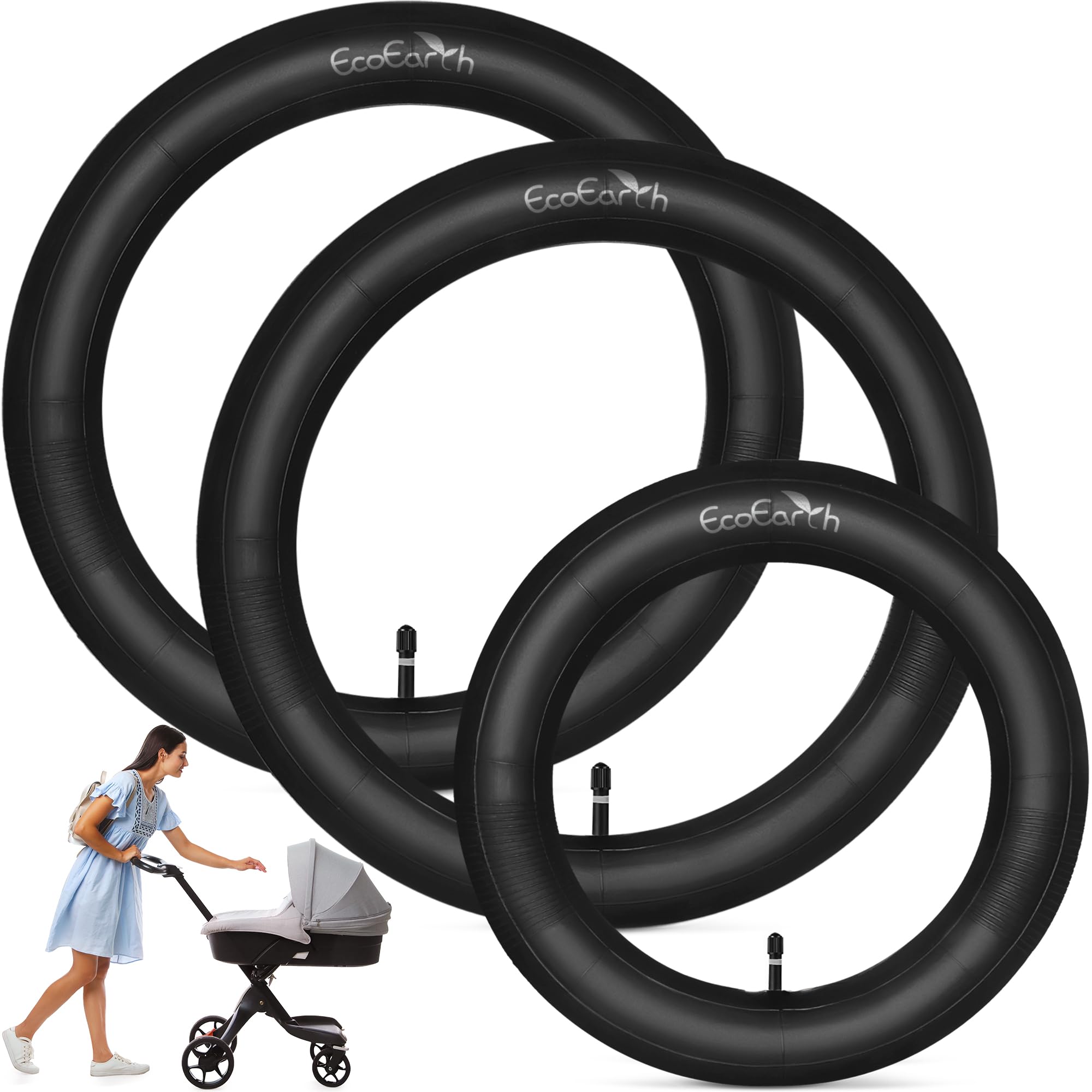 Photo 1 of EcoEarth Inner Tube Tire Replacements, Two 16” x 1.75/2.125 & One 12.5” x 1.75/2.25 for Jogging Stroller, Compatible w/All Brands: BoB Revolution Flex/Pro/SE/SU, Graco, Go Jogging & More