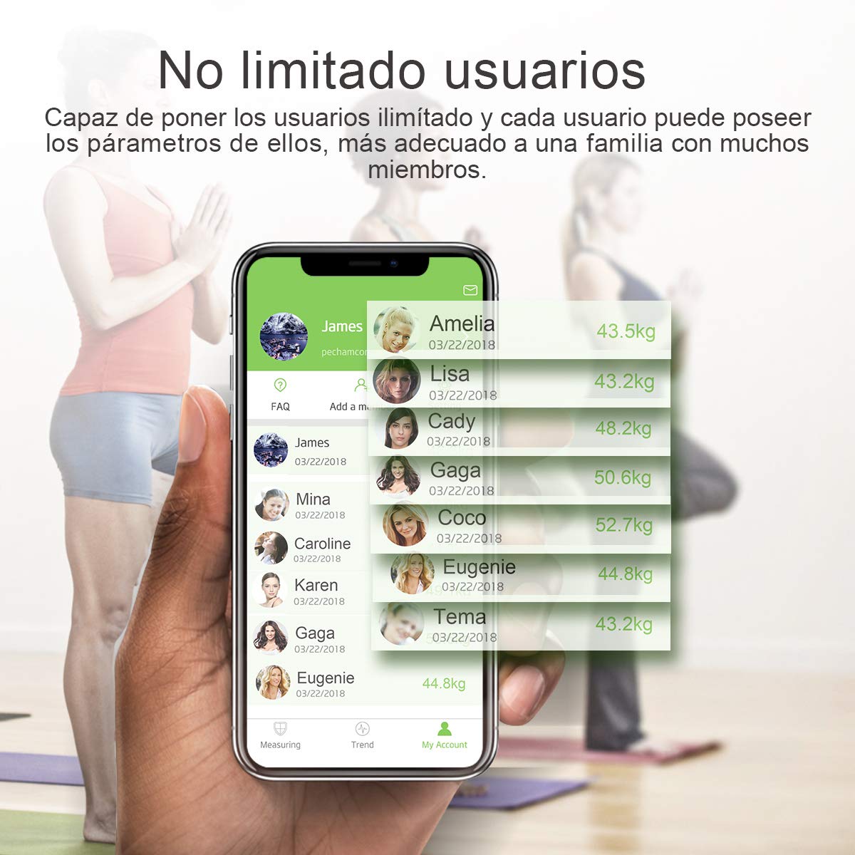 iTeknic Báscula Inteligente Multifunciones con Bluetooth Puede Conectar con Smartphone Compatible la Sistema de Andriod 4.3 y IOS 8 o Superior con Tecnología BIA Detectar y Analizar los 13 Datos de su Cuerpo (Agua,Caloría,Peso,Grasa,BMR y e