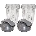Blendin 24 Ounce Large Cup with Flip Top To Go Lid Part - Replacement Cup Compatible with Nutribullet 600W, 900W, NB-101B, NB-101S, NB-201, NBR-0601, NBR-1201, NB9-1301, 900 Pro Series (2 Pack)