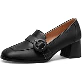 GOFOURTHAT Loafers for Women Chunky Block Heel Pumps | 2 Inch Loafers with Heels Square Toe Slip On Women&rsquo;s Pumps Office Work Dress Casual Shoes