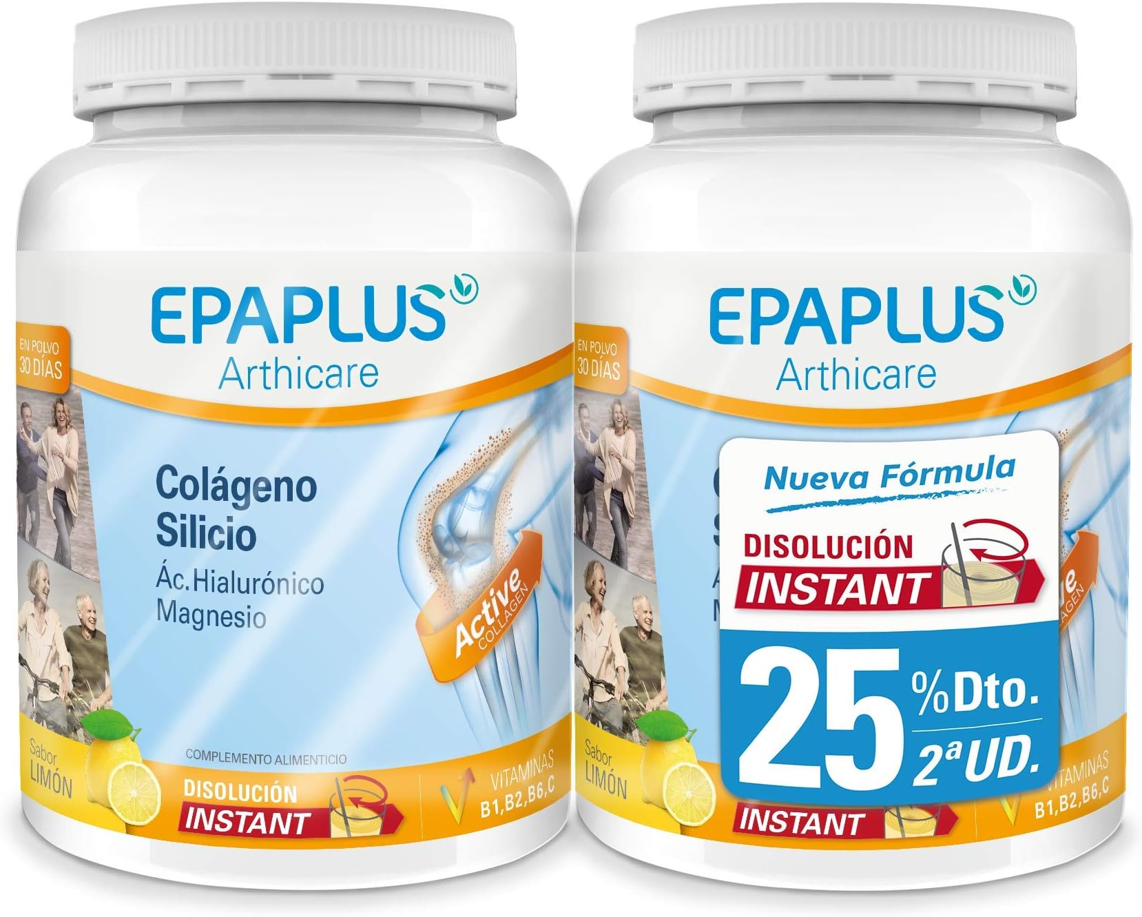 2x EPAPLUS Colágeno Instant + Hialurónico + Magnesio limón 325G