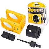 KATA 1-3/8" - 1-3/4" Door Lock Installation Kit for Wooden Doors with Guide Template, Door Lock Hole Saw, Carbon Steel