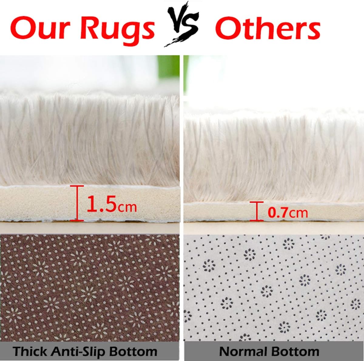 Tinyboy-hbq Area Rugs Fluffy Bedroom Carpet Soft Floor Mat Anti-Slip Living Room Rugs Shaggy Plush Carpets for Living Room Home Decor(Black grey - Image 5