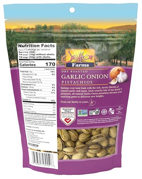 PISTACHIOS GARLIC ONION, IN-SHELL, 6 OZ. BAG, KOSHER