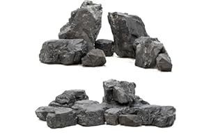 Unocho Aquarium Rocks Natural Slate Stone Rocks 3-9inches Fish Tank Decor Rocks 20LB for Aquariums Landscaping Model Tank Decoration Aquarium Miniature and Fairy Garden Fish Tanks-8PCS