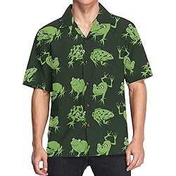 visesunny Hawaiian Shirt for Men Funny Frog Animal