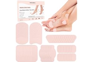 DINSUMRUG Moleskin Adhesive Pads for Feet, 84 PCS Blister Prevention Padding Kit 6 Shapes, Blister Bandages Mole Skin Patch T