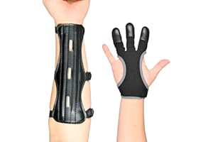 FENJANER Archery Finger Tab Gloves Arm Guard Adjustable Strap Wrist Guard Arrow Bag Hip Arrow Quiver for Hunting Target Accessories