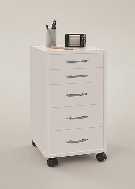 Office White Drawer Mobile Pedestal With 2 Small Drawers And 3
